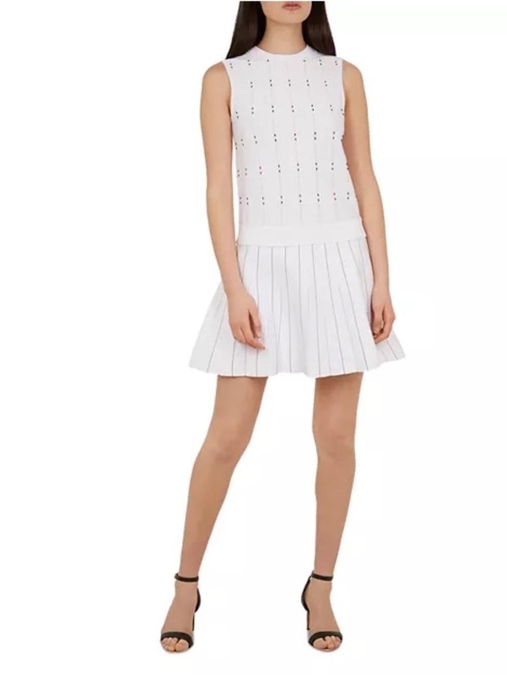 Ted Baker Lornia Stitch-Detail Dress Size 0 Feminine Chic Party in Ivory NEW - Picture 2 of 11